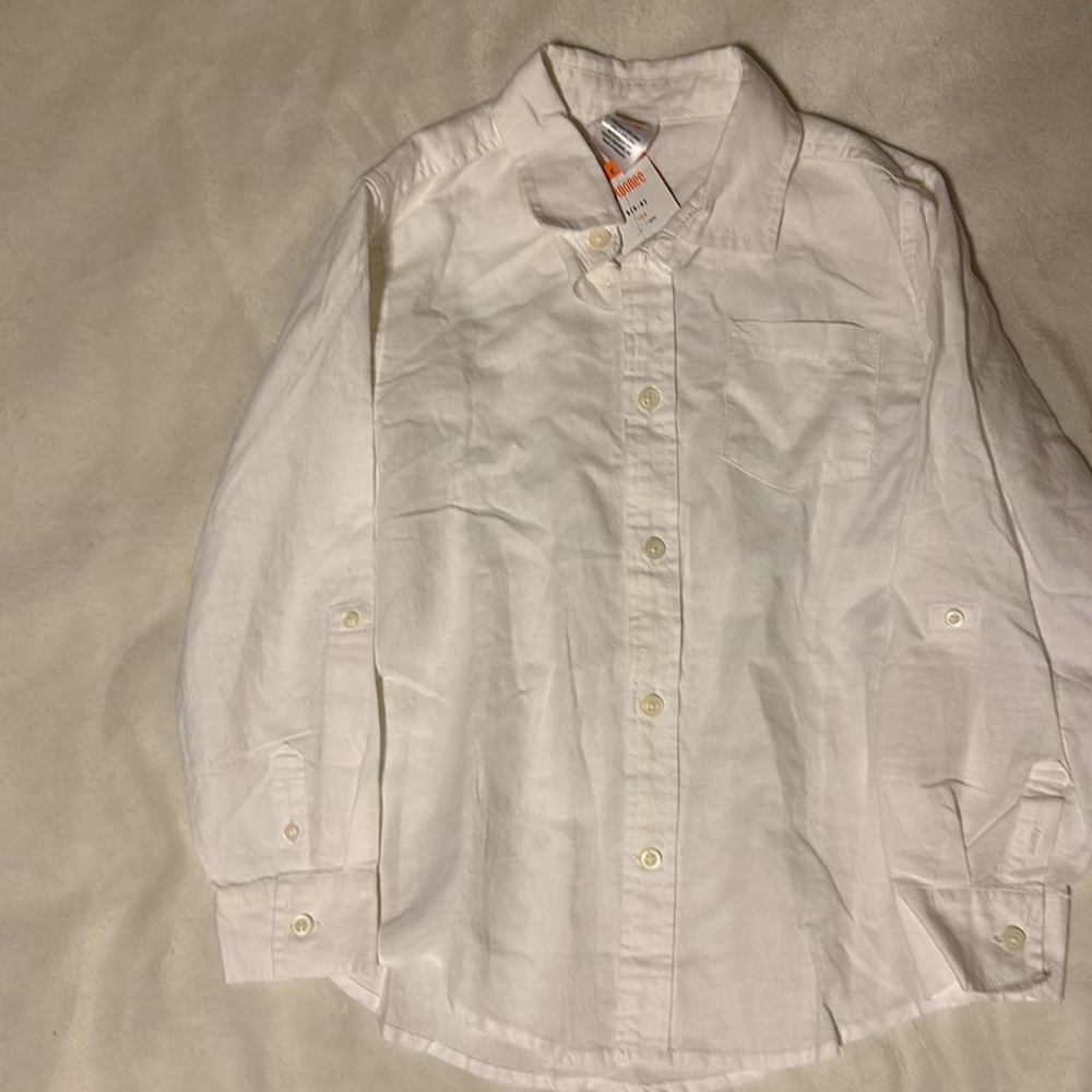 Gymboree boys 5-6 white linen button-down, long sleeve shirt